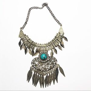Boho | Tribal Necklace with Faux Feathers in stainless steel